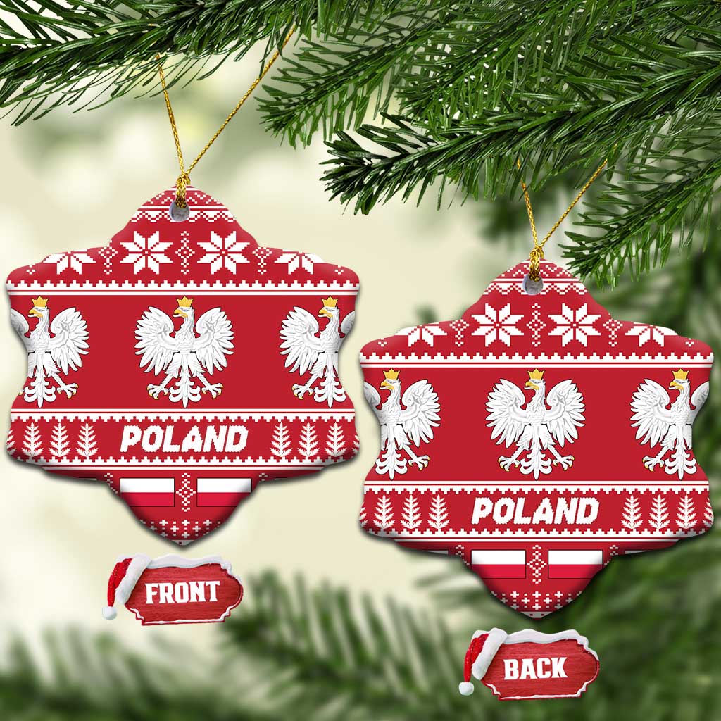 Poland Christmas Ceramic Ornament Emblem With Flag Style - Wonder Print Shop