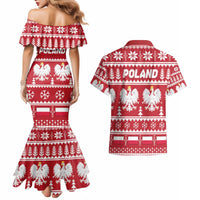 Poland Christmas Couples Matching Mermaid Dress and Hawaiian Shirt Emblem With Flag Style - Wonder Print Shop