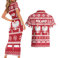 Poland Christmas Couples Matching Short Sleeve Bodycon Dress and Hawaiian Shirt Emblem With Flag Style - Wonder Print Shop