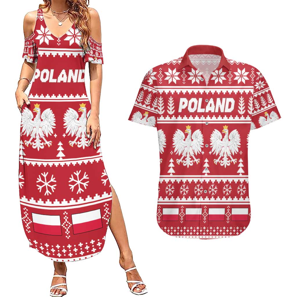 Poland Christmas Couples Matching Summer Maxi Dress and Hawaiian Shirt Emblem With Flag Style - Wonder Print Shop