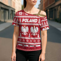 Poland Christmas Cross Shoulder Shirt Emblem With Flag Style - Wonder Print Shop