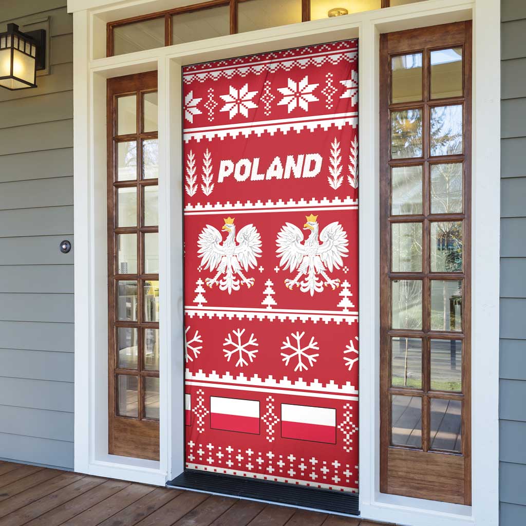 Poland Christmas Door Cover Emblem With Flag Style - Wonder Print Shop