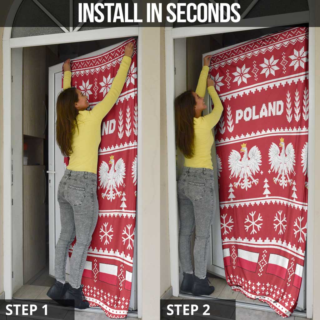 Poland Christmas Door Cover Emblem With Flag Style - Wonder Print Shop