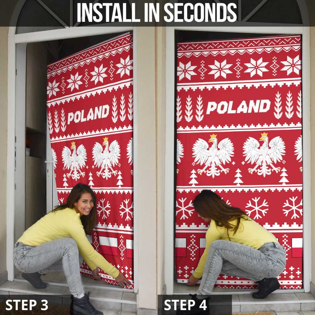 Poland Christmas Door Cover Emblem With Flag Style - Wonder Print Shop