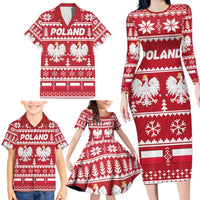 Poland Christmas Family Matching Long Sleeve Bodycon Dress and Hawaiian Shirt Emblem With Flag Style - Wonder Print Shop