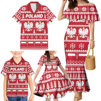Poland Christmas Family Matching Mermaid Dress and Hawaiian Shirt Emblem With Flag Style - Wonder Print Shop