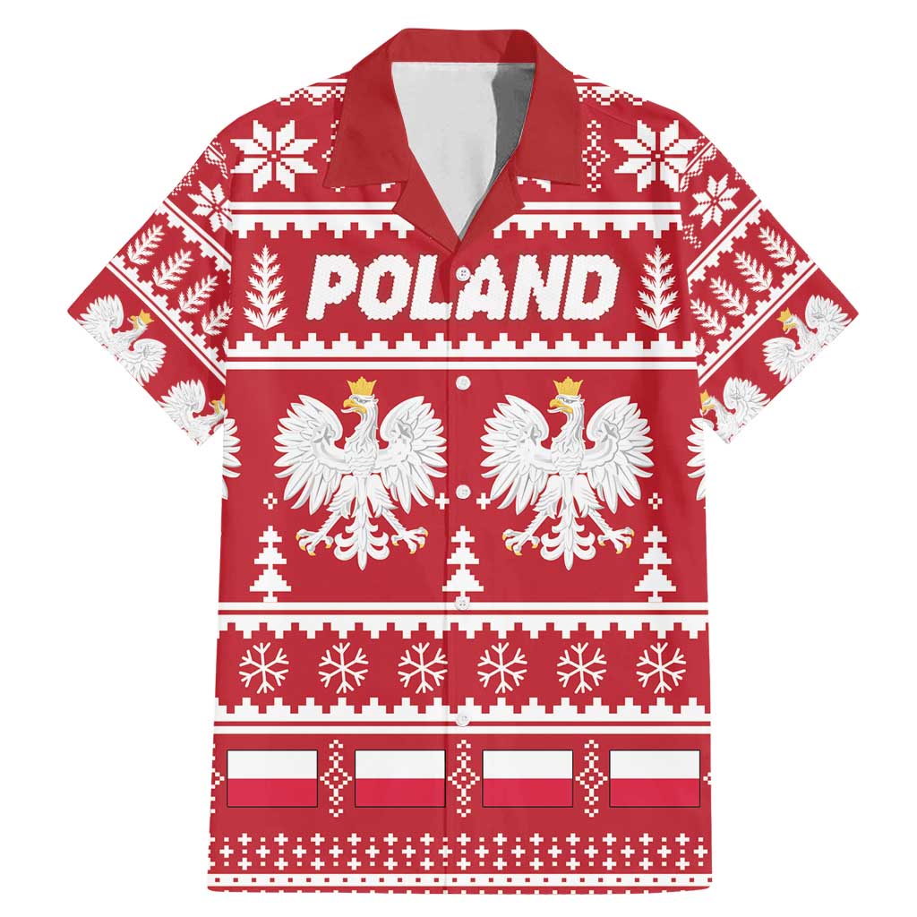 Poland Christmas Family Matching Mermaid Dress and Hawaiian Shirt Emblem With Flag Style - Wonder Print Shop