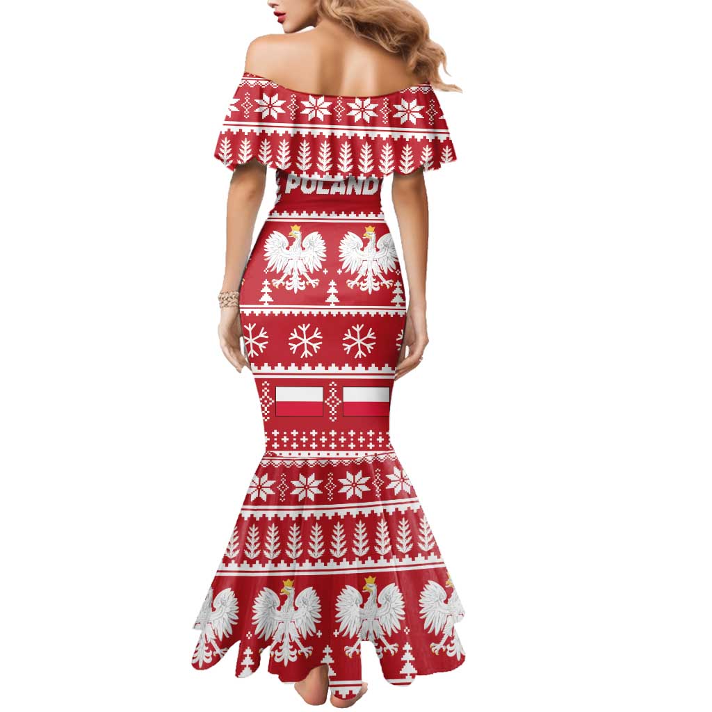 Poland Christmas Family Matching Mermaid Dress and Hawaiian Shirt Emblem With Flag Style - Wonder Print Shop