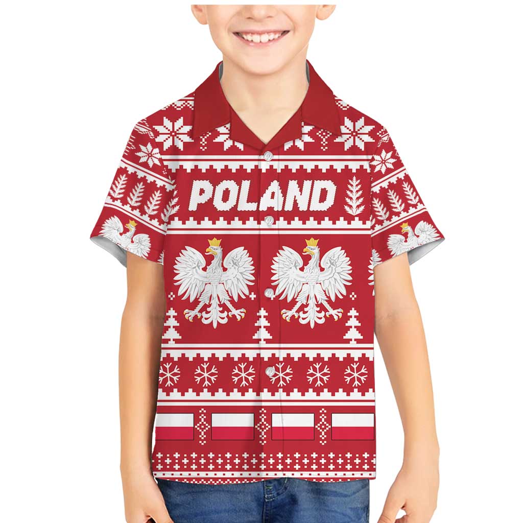 Poland Christmas Family Matching Mermaid Dress and Hawaiian Shirt Emblem With Flag Style - Wonder Print Shop