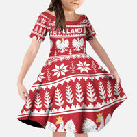 Poland Christmas Family Matching Off The Shoulder Long Sleeve Dress and Hawaiian Shirt Emblem With Flag Style - Wonder Print Shop