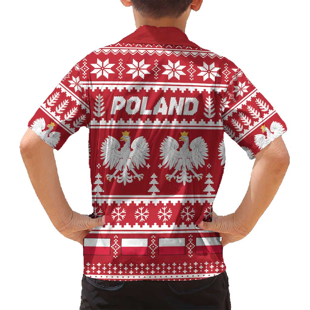 Poland Christmas Family Matching Off Shoulder Maxi Dress and Hawaiian Shirt Emblem With Flag Style - Wonder Print Shop