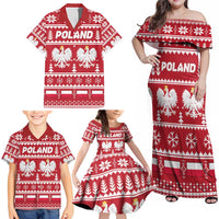 Poland Christmas Family Matching Off Shoulder Maxi Dress and Hawaiian Shirt Emblem With Flag Style - Wonder Print Shop