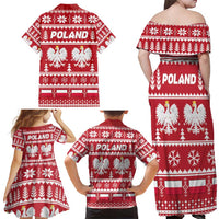 Poland Christmas Family Matching Off Shoulder Maxi Dress and Hawaiian Shirt Emblem With Flag Style - Wonder Print Shop