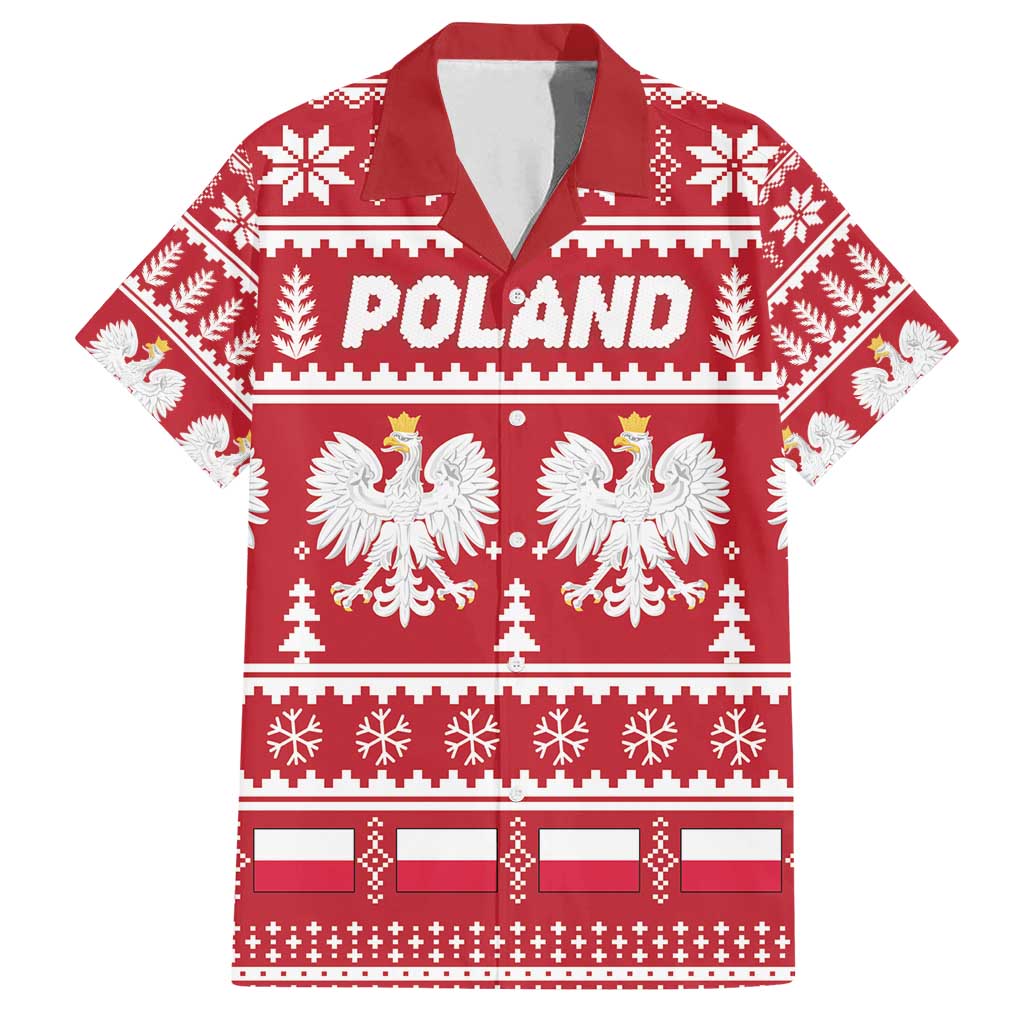 Poland Christmas Family Matching Off Shoulder Maxi Dress and Hawaiian Shirt Emblem With Flag Style - Wonder Print Shop