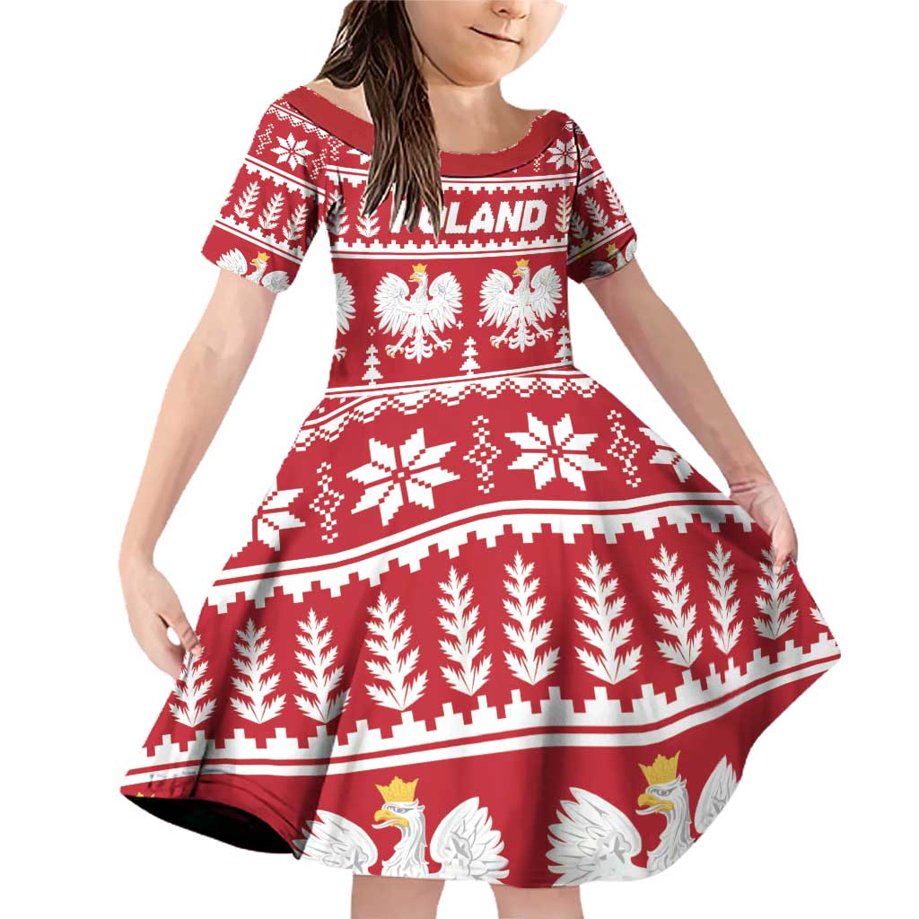 Poland Christmas Family Matching Off Shoulder Short Dress and Hawaiian Shirt Emblem With Flag Style - Wonder Print Shop