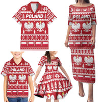 Poland Christmas Family Matching Puletasi and Hawaiian Shirt Emblem With Flag Style - Wonder Print Shop