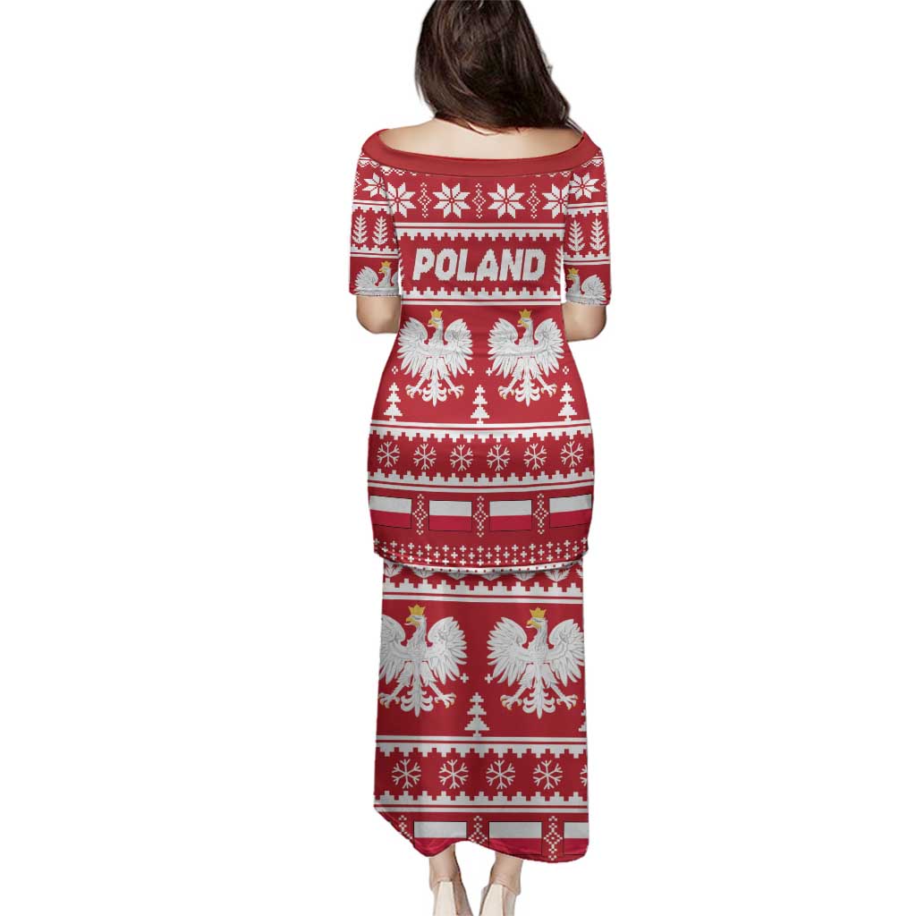 Poland Christmas Family Matching Puletasi and Hawaiian Shirt Emblem With Flag Style - Wonder Print Shop