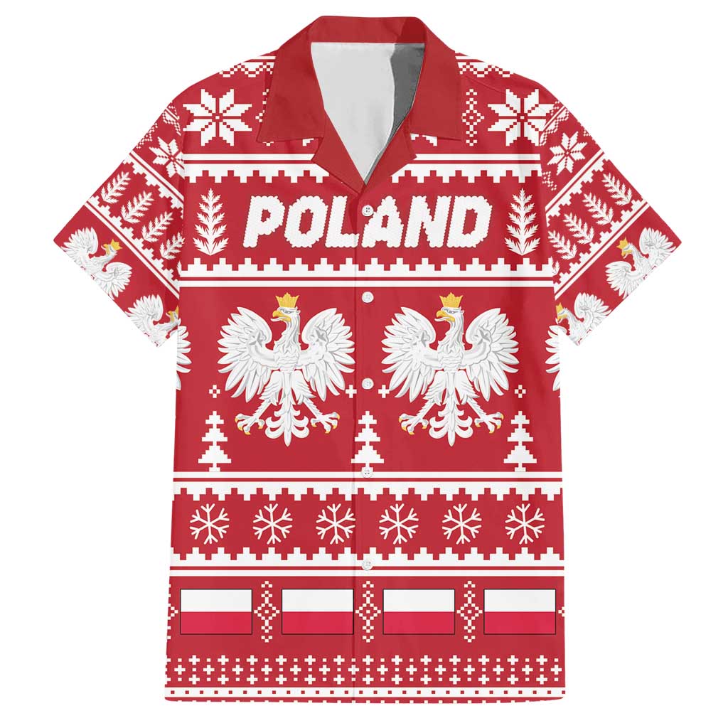 Poland Christmas Family Matching Short Sleeve Bodycon Dress and Hawaiian Shirt Emblem With Flag Style - Wonder Print Shop