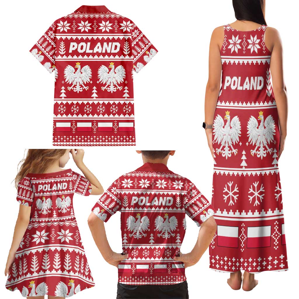 Poland Christmas Family Matching Tank Maxi Dress and Hawaiian Shirt Emblem With Flag Style - Wonder Print Shop
