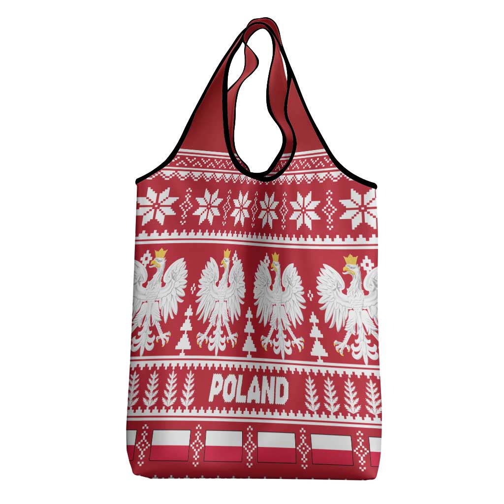Poland Christmas Grocery Bag Emblem With Flag Style - Wonder Print Shop