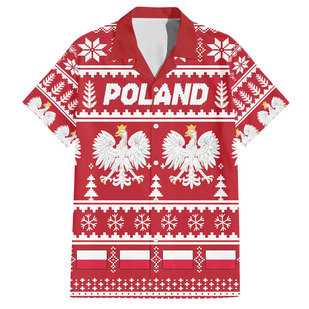 Poland Christmas Hawaiian Shirt Emblem With Flag Style - Wonder Print Shop