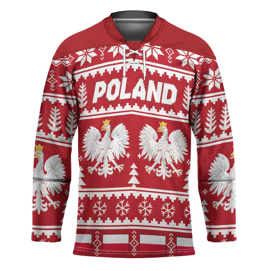 Poland Christmas Hockey Jersey Emblem With Flag Style - Wonder Print Shop