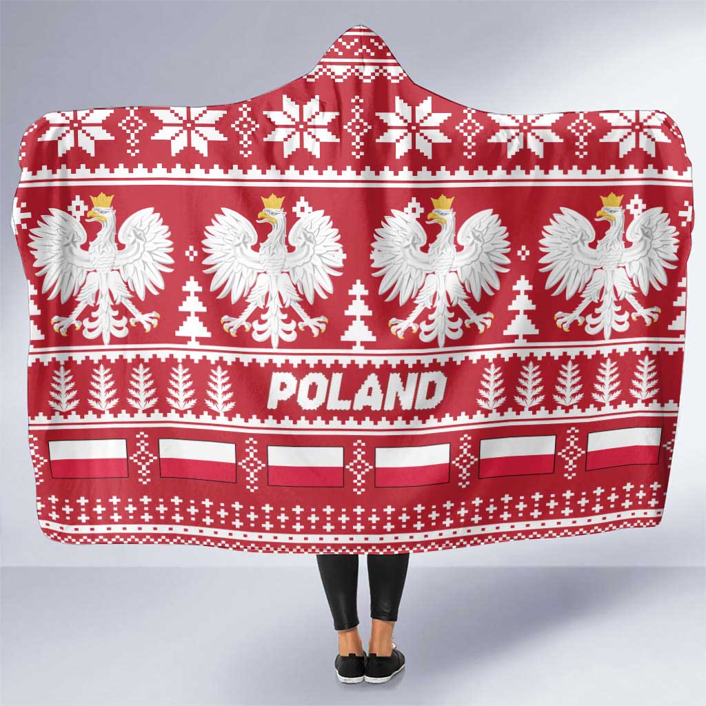 Poland Christmas Hooded Blanket Emblem With Flag Style - Wonder Print Shop