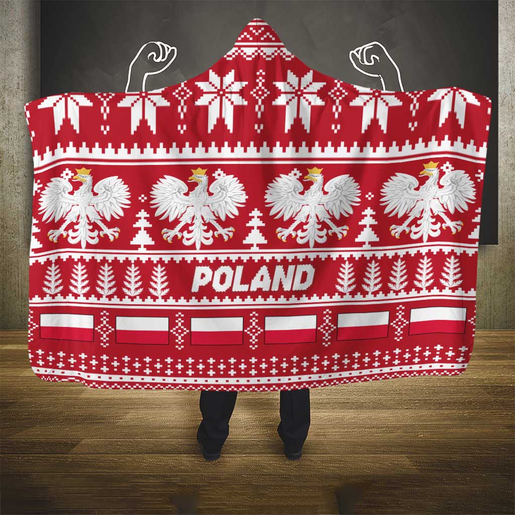 Poland Christmas Hooded Blanket Emblem With Flag Style - Wonder Print Shop