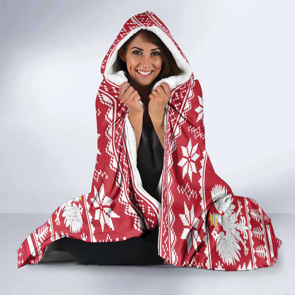 Poland Christmas Hooded Blanket Emblem With Flag Style - Wonder Print Shop