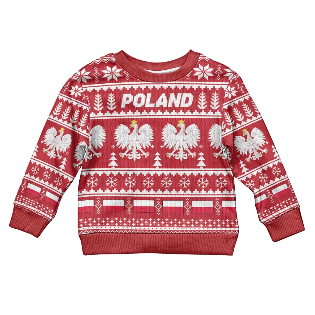 Poland Christmas Kid Ugly Christmas Sweater Emblem With Flag Style - Wonder Print Shop