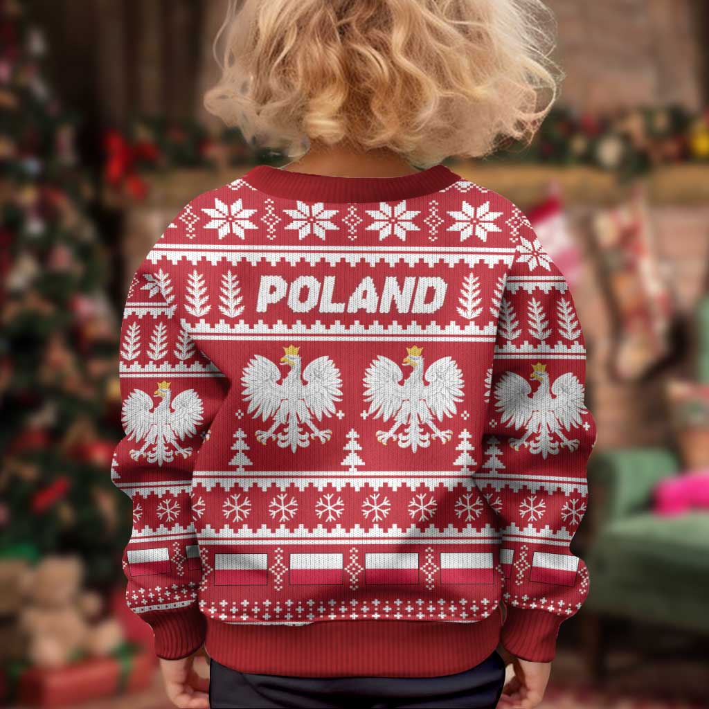 Poland Christmas Kid Ugly Christmas Sweater Emblem With Flag Style - Wonder Print Shop