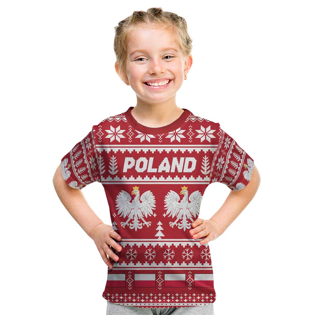 Poland Christmas Kid T Shirt Emblem With Flag Style - Wonder Print Shop
