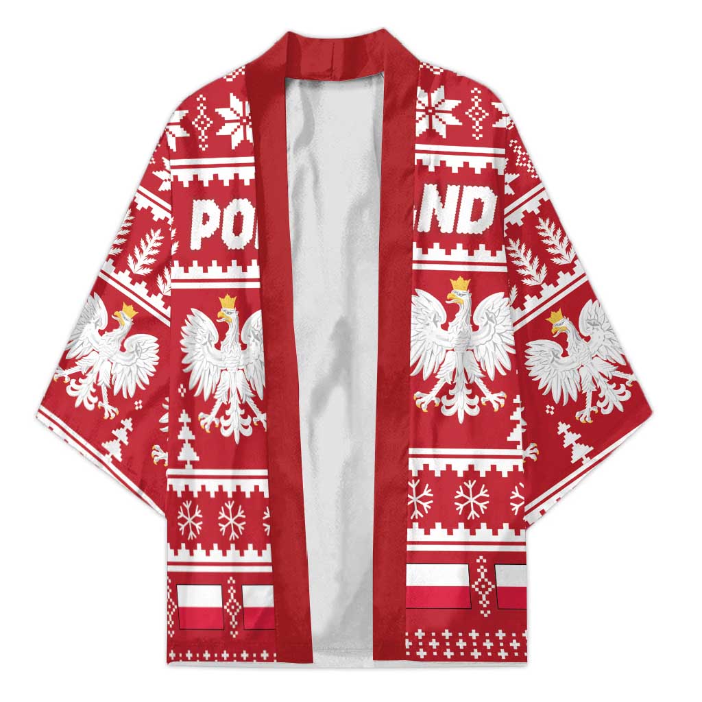 Poland Christmas Kimono Emblem With Flag Style - Wonder Print Shop