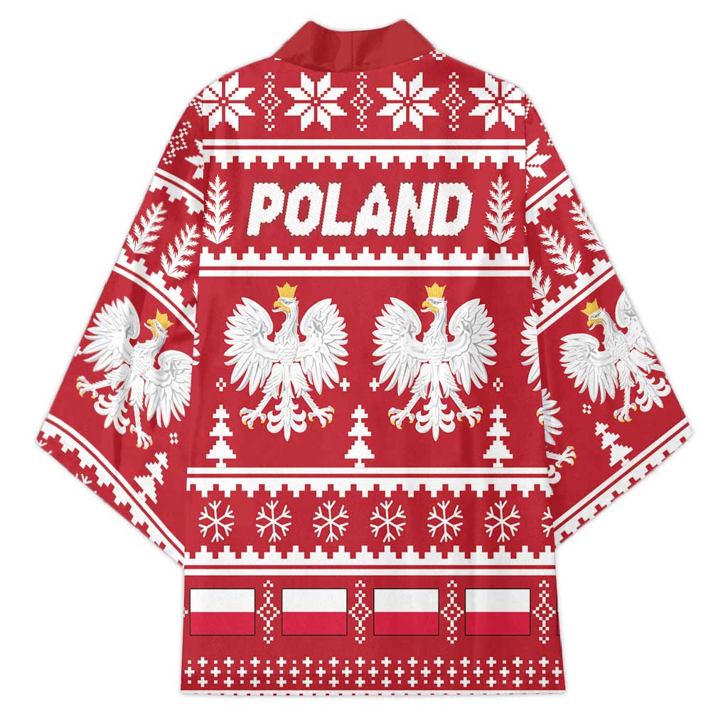 Poland Christmas Kimono Emblem With Flag Style - Wonder Print Shop