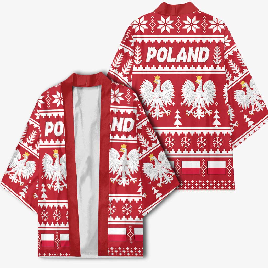 Poland Christmas Kimono Emblem With Flag Style - Wonder Print Shop