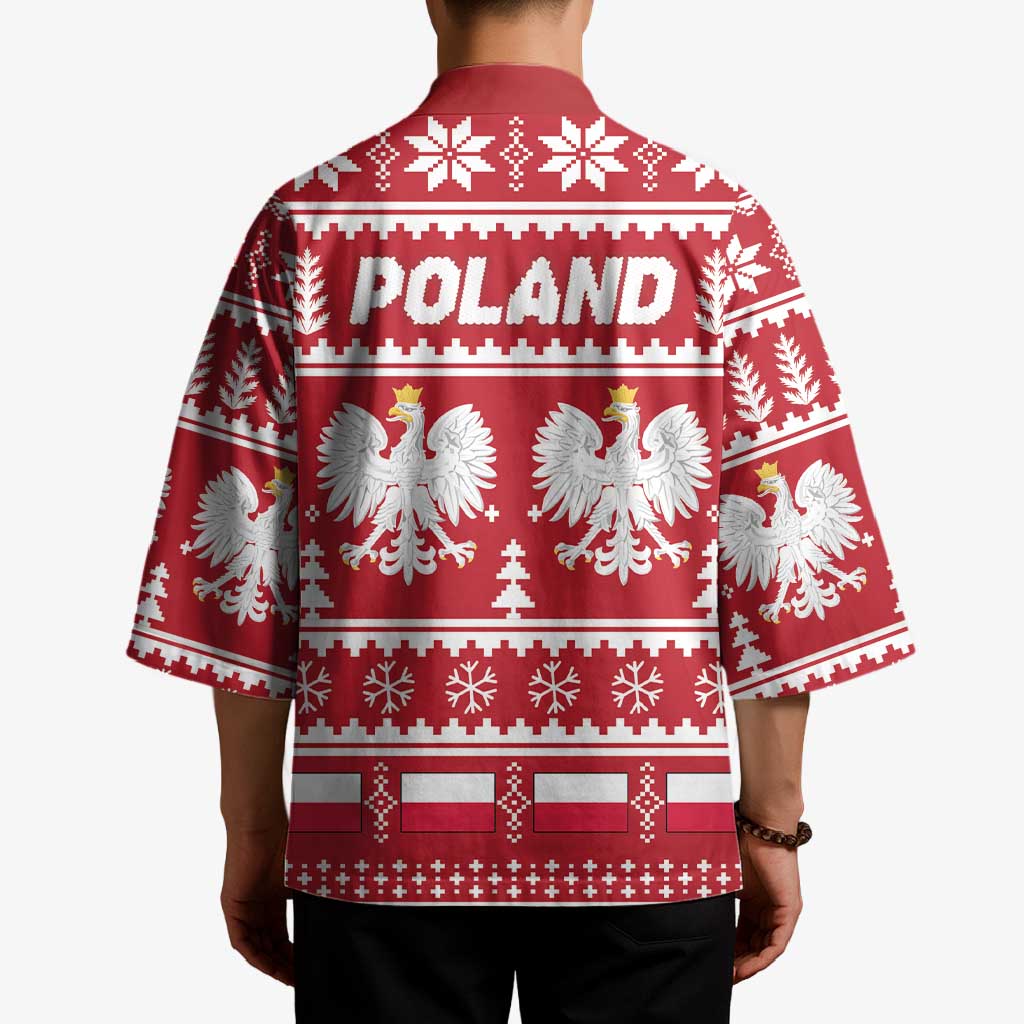 Poland Christmas Kimono Emblem With Flag Style - Wonder Print Shop