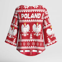 Poland Christmas Kimono Sleeve Blouse Emblem With Flag Style - Wonder Print Shop