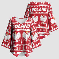 Poland Christmas Kimono Sleeve Blouse Emblem With Flag Style - Wonder Print Shop