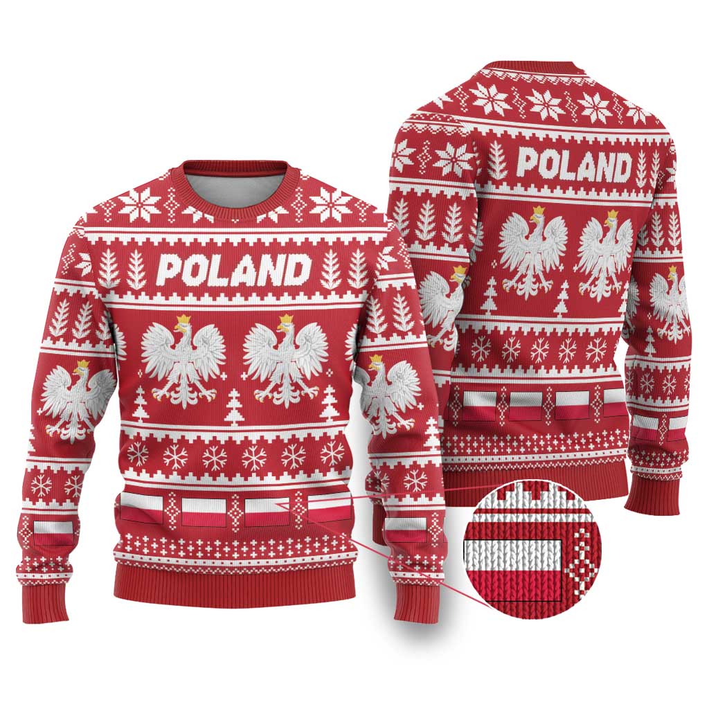 Poland Christmas Ugly Christmas Sweater Emblem With Flag Style - Wonder Print Shop