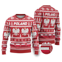 Poland Christmas Ugly Christmas Sweater Emblem With Flag Style - Wonder Print Shop