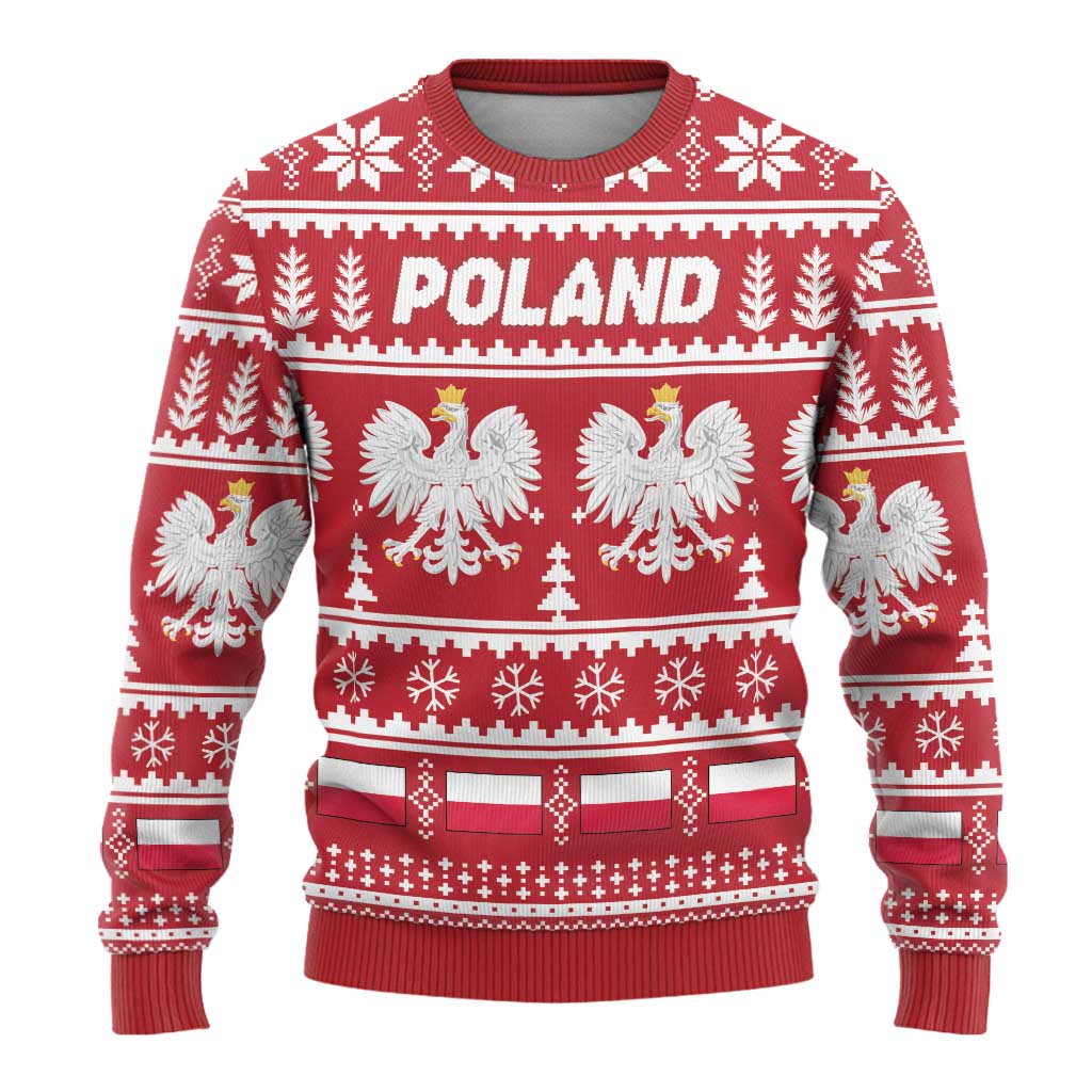Poland Christmas Ugly Christmas Sweater Emblem With Flag Style - Wonder Print Shop