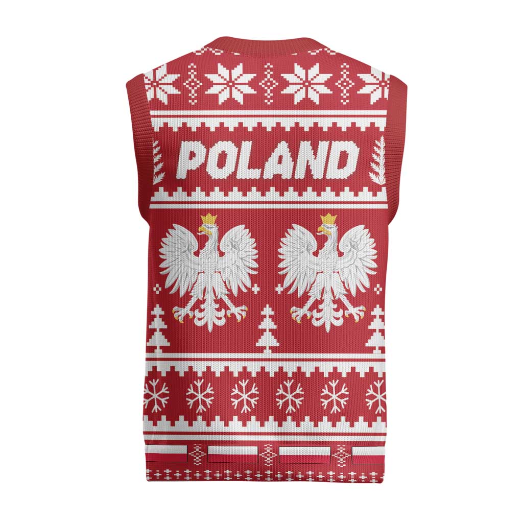 Poland Christmas Knitted V-Neck Vest Emblem With Flag Style - Wonder Print Shop