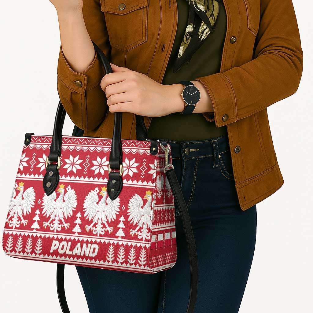 Poland Christmas Leather Bag Emblem With Flag Style - Wonder Print Shop