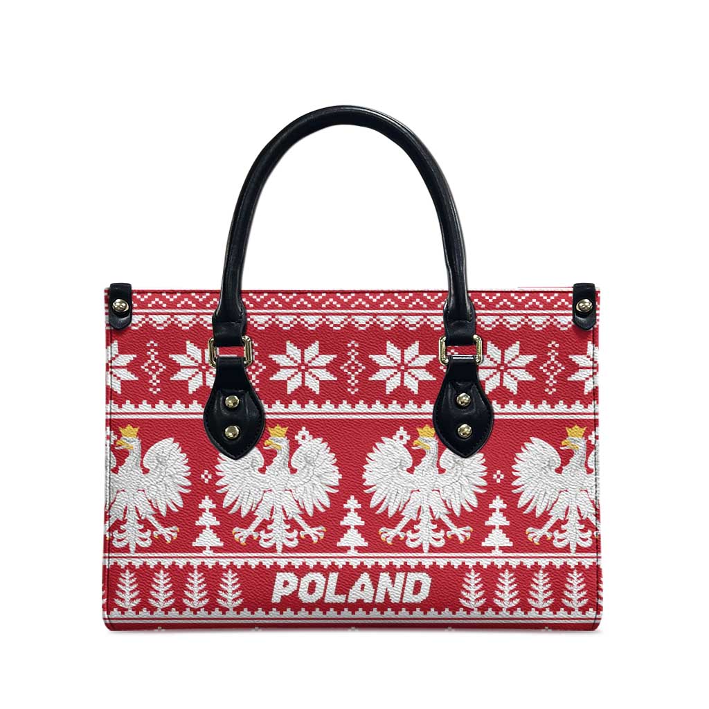 Poland Christmas Leather Bag Emblem With Flag Style - Wonder Print Shop