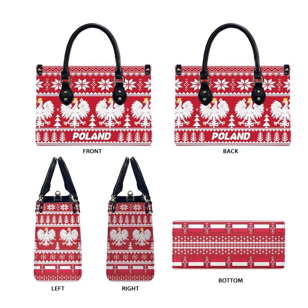 Poland Christmas Leather Bag Emblem With Flag Style - Wonder Print Shop