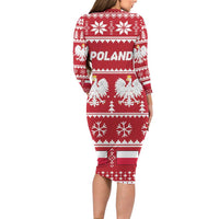 Poland Christmas Long Sleeve Bodycon Dress Emblem With Flag Style - Wonder Print Shop