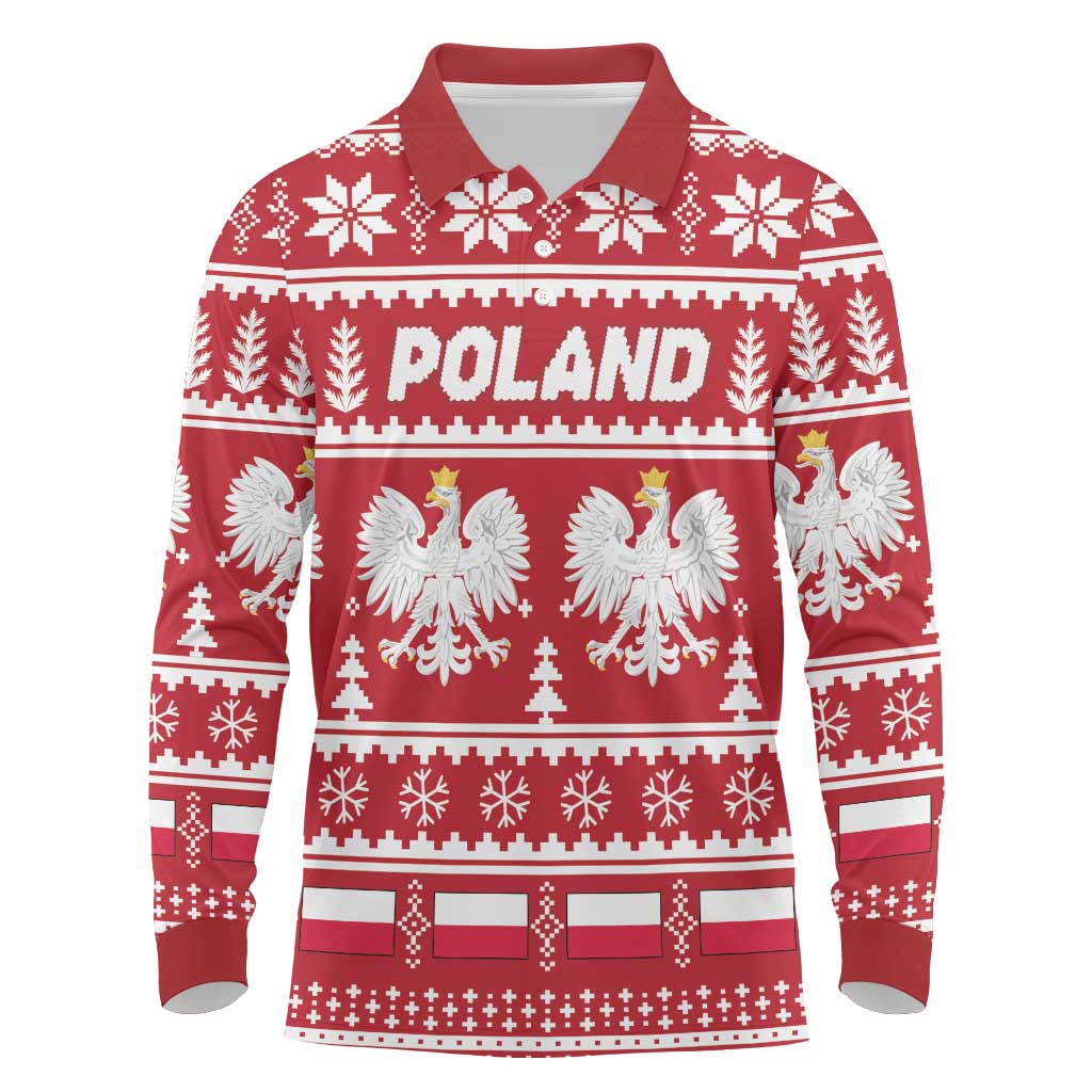 Poland Christmas Long Sleeve Polo Shirt Emblem With Flag Style - Wonder Print Shop