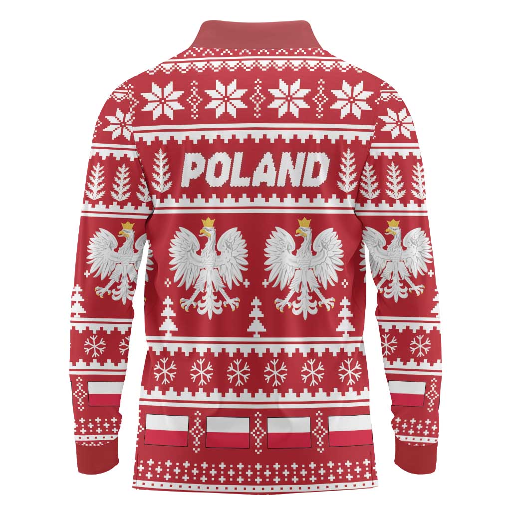 Poland Christmas Long Sleeve Polo Shirt Emblem With Flag Style - Wonder Print Shop