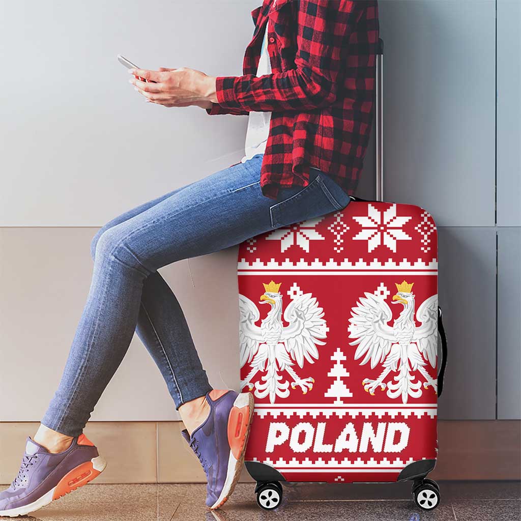 Poland Christmas Luggage Cover Emblem With Flag Style - Wonder Print Shop