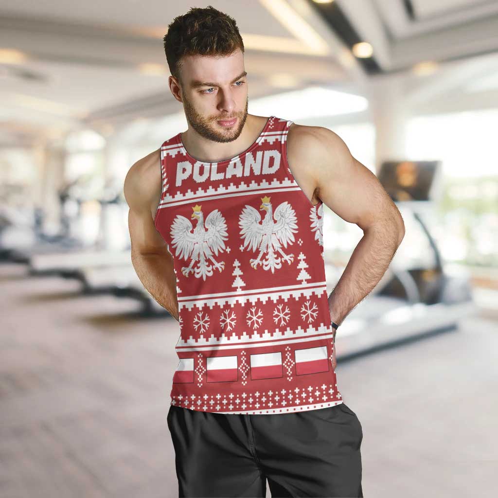 Poland Christmas Men Tank Top Emblem With Flag Style - Wonder Print Shop